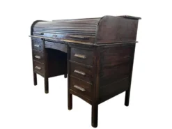 Bureau américain vintage en bois avec volet roulant