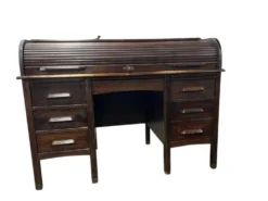 Bureau américain vintage en bois avec volet roulant