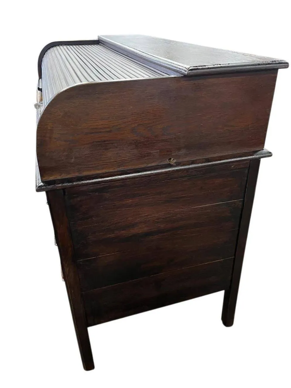 Bureau américain vintage en bois avec volet roulant