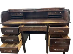 Bureau américain vintage en bois avec volet roulant