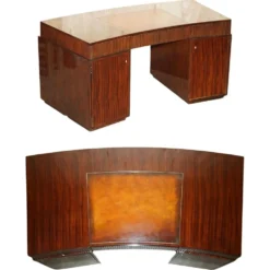 Bureau Art Déco Ralph Lauren Macassar & cuir
