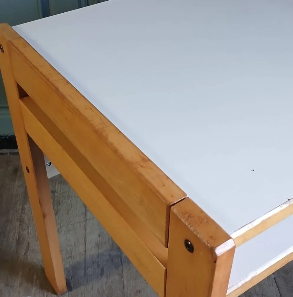 Bureau A. Sornay (dlg) en hêtre massif & stratifié blanc