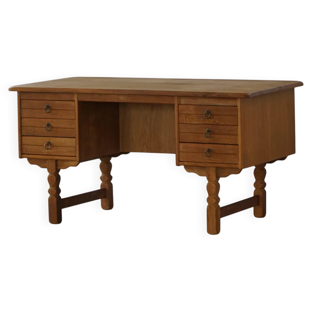 Bureau autoportant en Oak par Henning Kjærnulf, Modernité danoise du milieu du siècle, années 1950