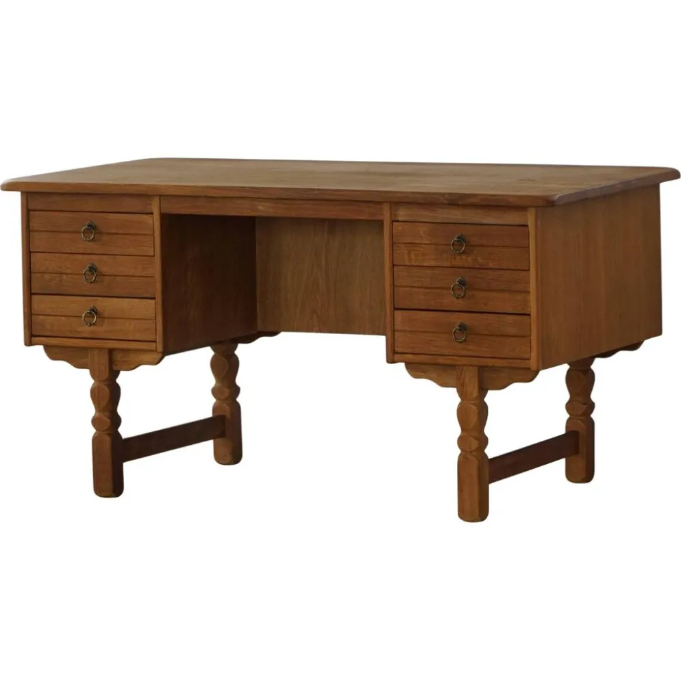 Bureau autoportant en Oak par Henning Kjærnulf, Modernité danoise du milieu du siècle, années 1950