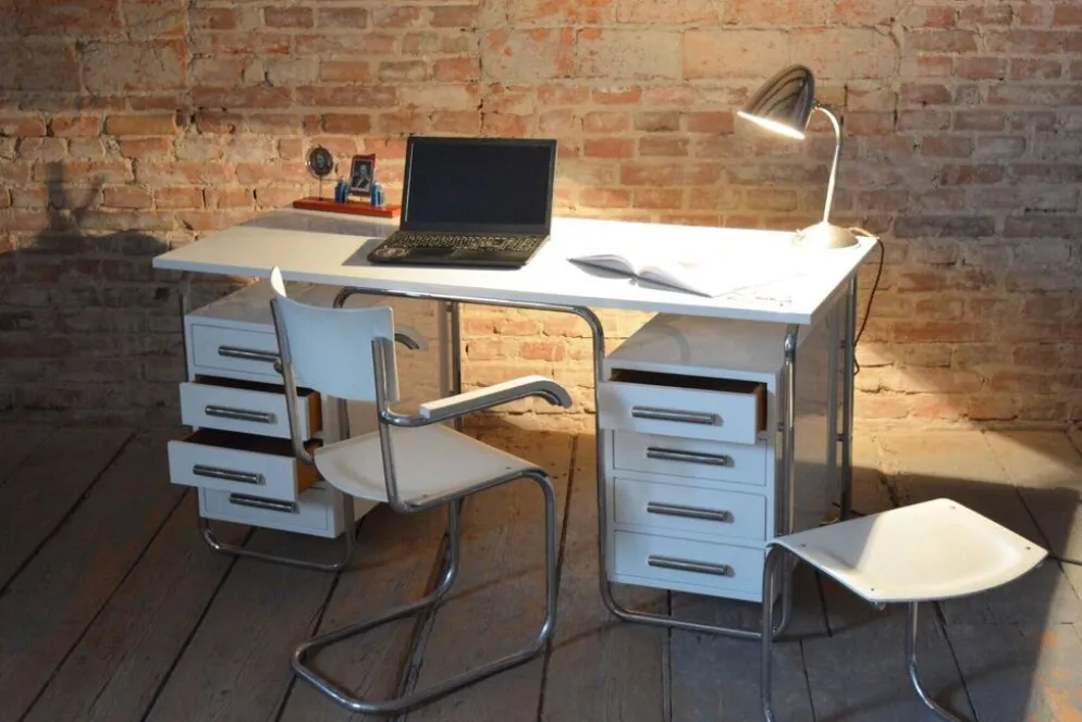 Bureau Bauhaus en acier chromé par Marcel Breuer, tchèque, années 1930