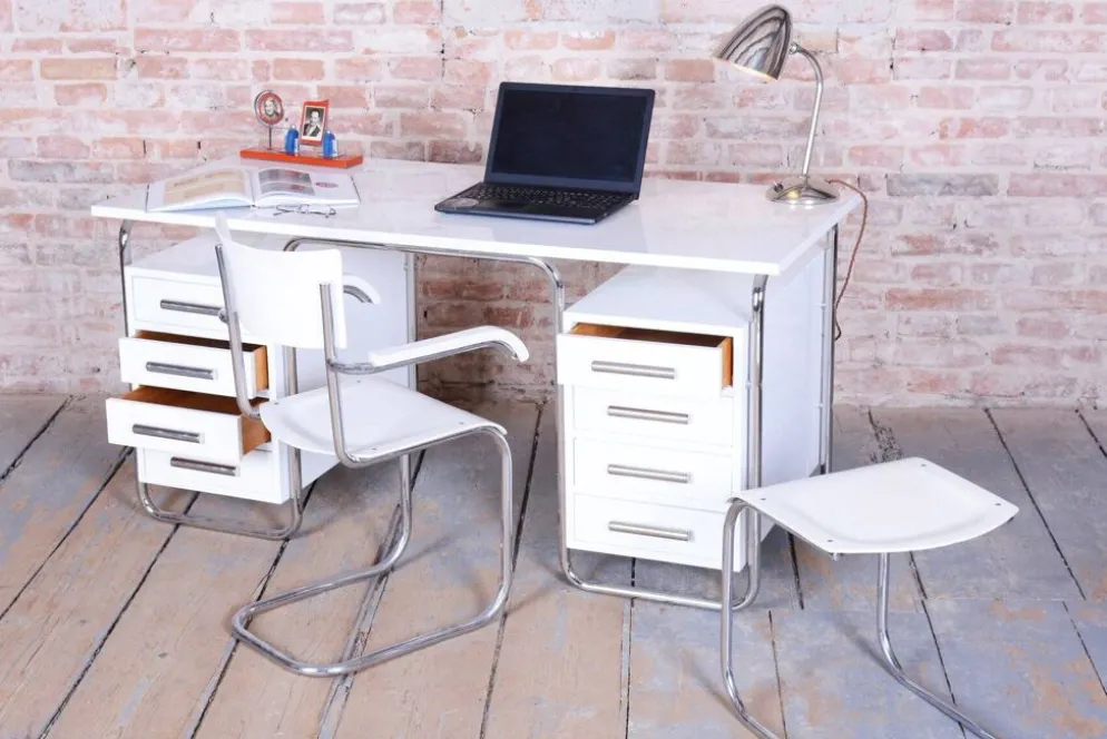 Bureau Bauhaus en acier chromé par Marcel Breuer, tchèque, années 1930