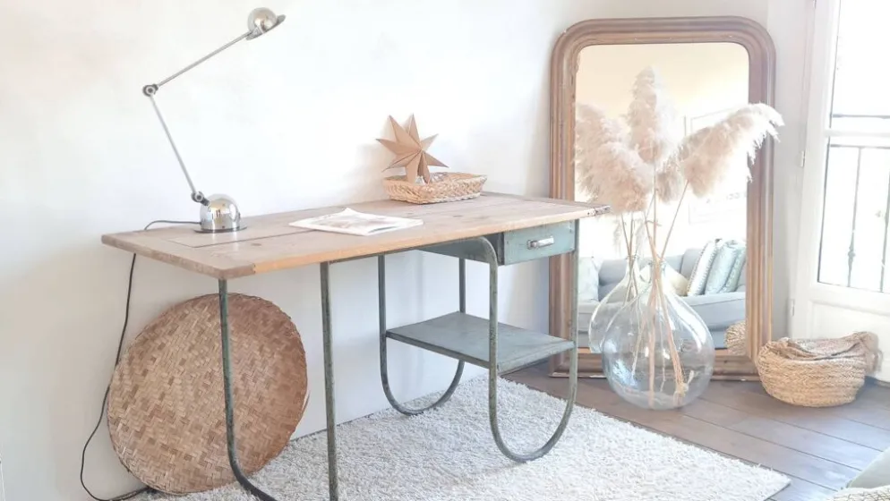 Bureau bois et métal circa années 50