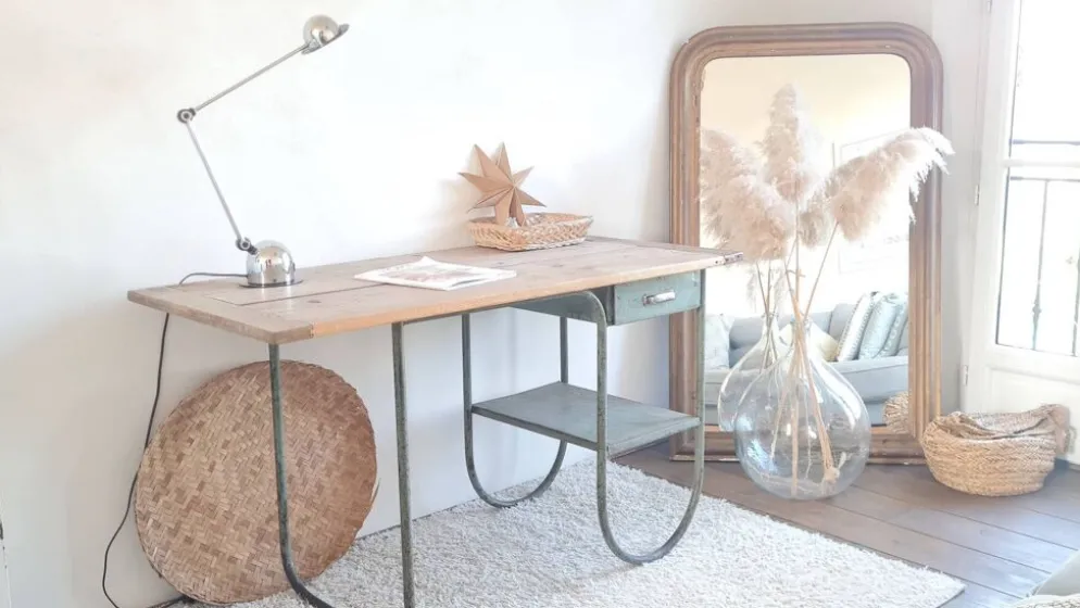 Bureau bois et métal circa années 50
