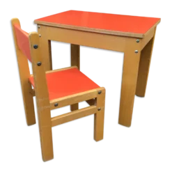 Bureau & chaise enfant école maternelle vintage