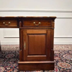 Bureau classique en cuir bordeaux Partnerdesk