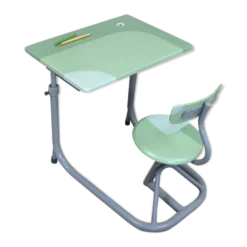 Bureau écolier vert et gris ajustable