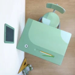 Bureau écolier vert et gris ajustable