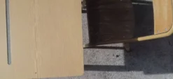 Bureau écolier vintage années 70 avec chaise et casier à cartable Métalbois