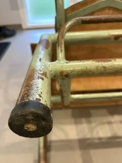 Bureau écolier vintage 2 places entièrement rénové – Plateau ardoise