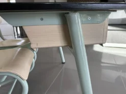 Bureau écolier vintage 2 places entièrement rénové – Plateau ardoise