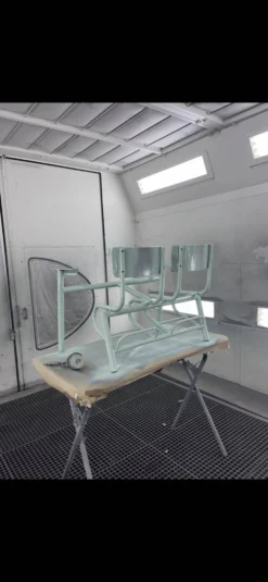 Bureau écolier vintage 2 places entièrement rénové – Plateau ardoise