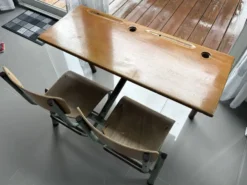 Bureau écolier vintage 2 places entièrement rénové – Plateau ardoise