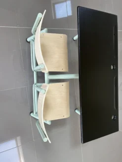 Bureau écolier vintage 2 places entièrement rénové – Plateau ardoise