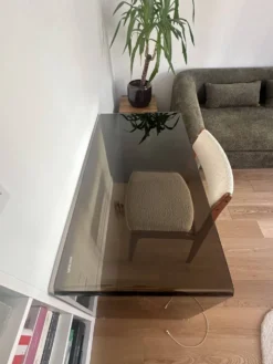 Bureau console en verre fumé