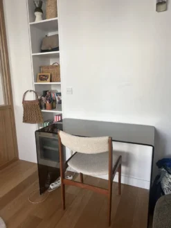 Bureau console en verre fumé