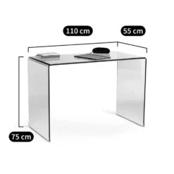 Bureau console en verre fumé