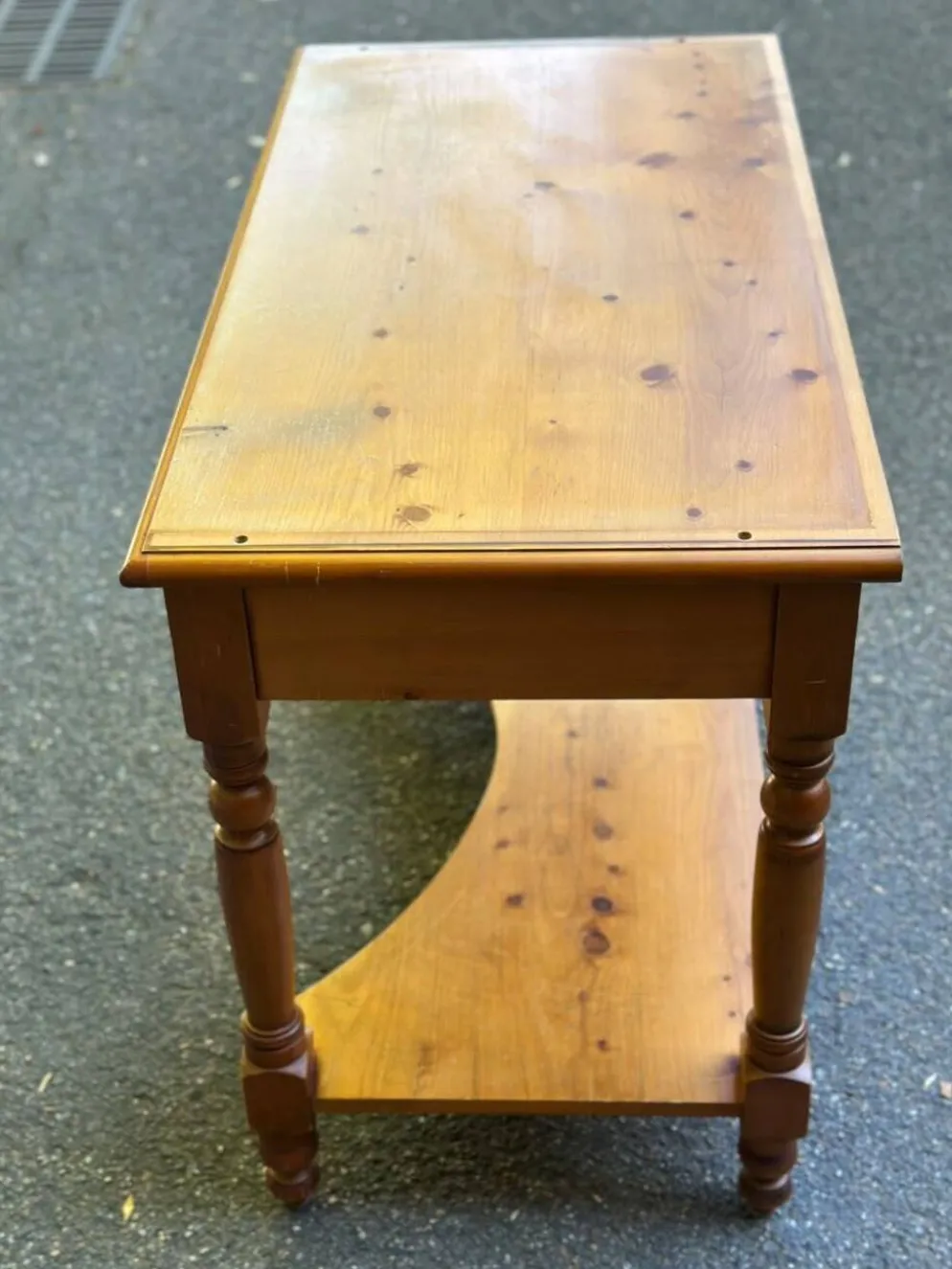 Bureau Console Vintage en Pin Massif avec Surmeuble Amovible 1980