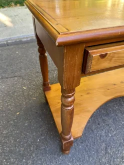 Bureau Console Vintage en Pin Massif avec Surmeuble Amovible 1980