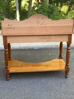 Bureau Console Vintage en Pin Massif avec Surmeuble Amovible 1980