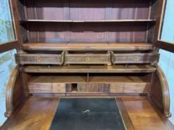 Bureau à cylindre bibliothèque époque Louis XVI en acajou et noyer