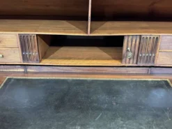 Bureau à cylindre bibliothèque époque Louis XVI en acajou et noyer