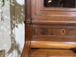 Bureau à cylindre bibliothèque époque Louis XVI en acajou et noyer