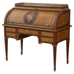 Bureau à cylindre de style Louis XVI en marqueterie époque Napoléon III