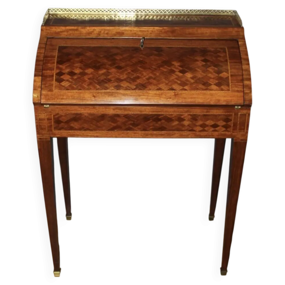 Bureau à cylindre en marqueterie de style Louis XVI