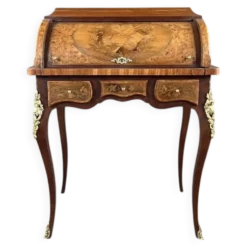 Bureau à cylindre en marqueterie de style Louis XV, XIXe siècle