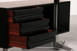Bureau d'angle exécutif 'T96' d'Osvaldo Borsani pour Tecno en bois laqué noir
