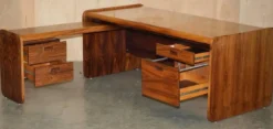 Bureau d'angle gauche bois brésilien danois milieu du siècle