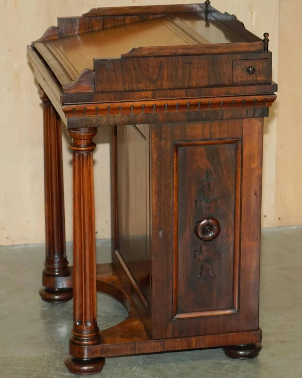 Bureau Davenport Regency Antique Circa 1810-1820 en Bois Dur et Cuir