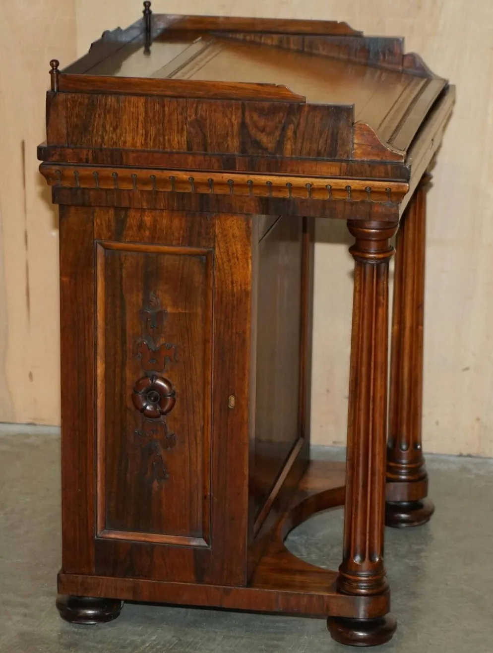 Bureau Davenport Regency Antique Circa 1810-1820 en Bois Dur et Cuir