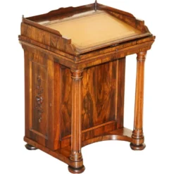 Bureau Davenport Regency Antique Circa 1810-1820 en Bois Dur et Cuir