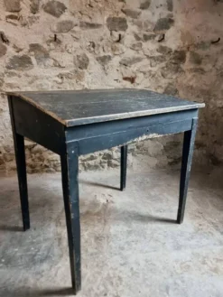 Bureau d'école français ancien, bureau d'écriture noir, bureau à abattant, vers 1900
