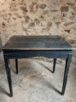 Bureau d'école français ancien, bureau d'écriture noir, bureau à abattant, vers 1900