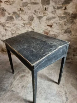 Bureau d'école français ancien, bureau d'écriture noir, bureau à abattant, vers 1900