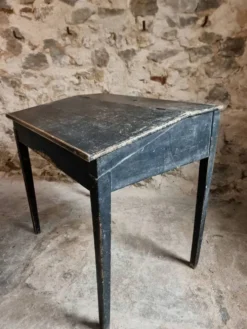 Bureau d'école français ancien, bureau d'écriture noir, bureau à abattant, vers 1900