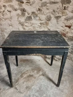 Bureau d'école français ancien, bureau d'écriture noir, bureau à abattant, vers 1900