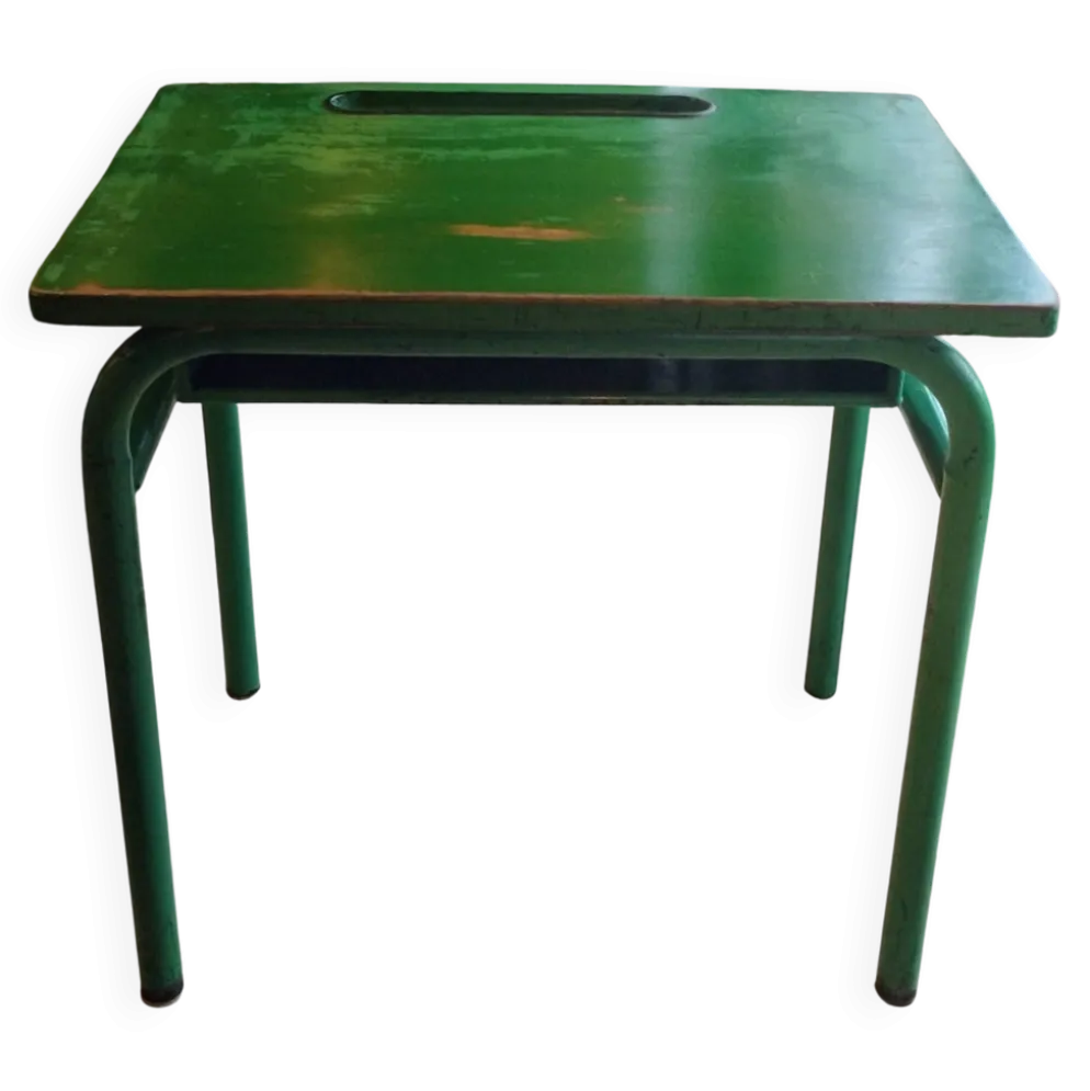 Bureau d'écolier des années 1960 sur peinture verte d'origine