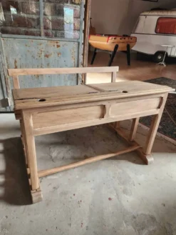 Bureau d'écolier double chêne massif 1900