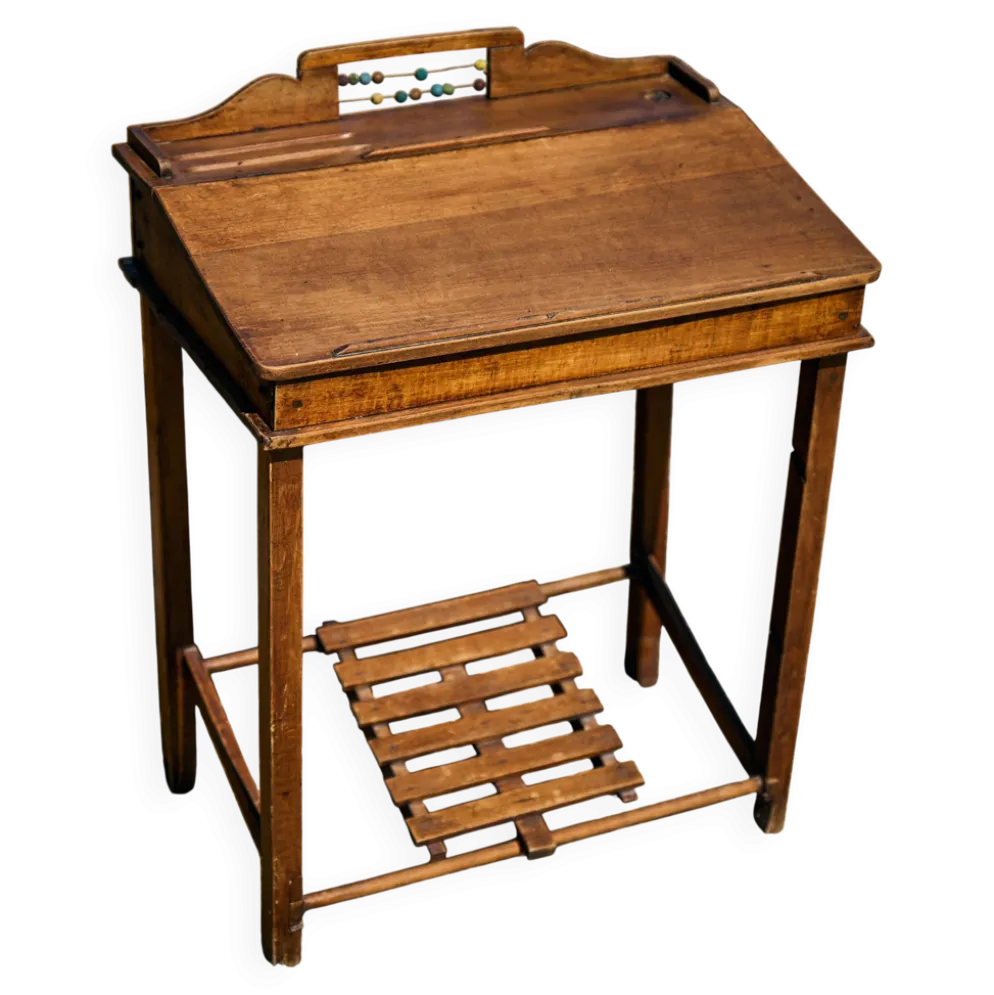 Bureau d'écolier et son boulier, années 1930