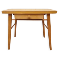 Bureau d’écolier vintage en bois clair – Modèle Baumann, années 50-60