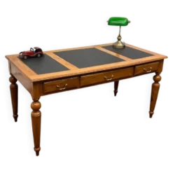 Bureau d'écriture anglais classique en cuir noir