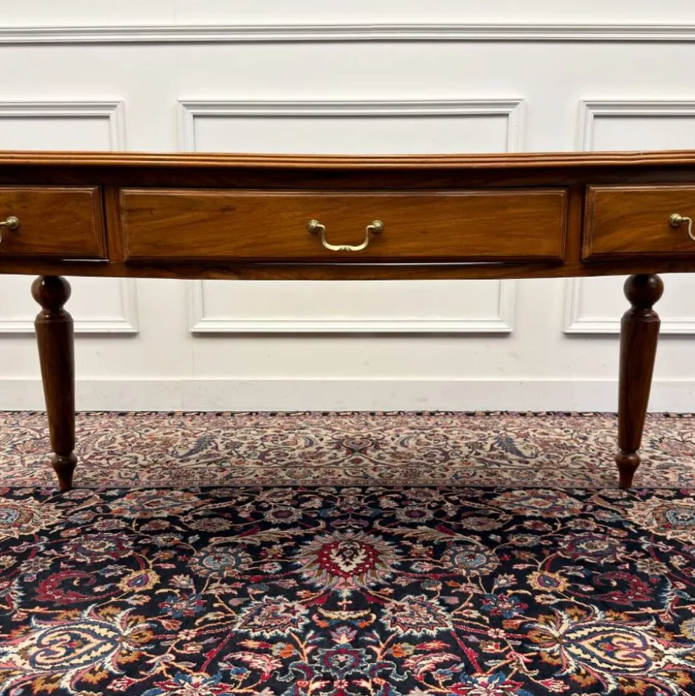 Bureau d'écriture anglais classique en cuir noir